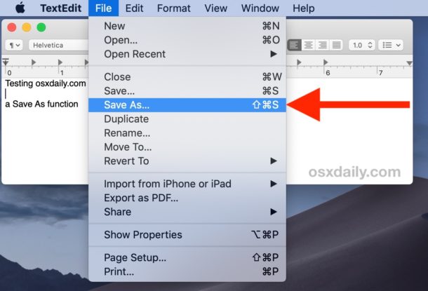 shortcut for save image as mac